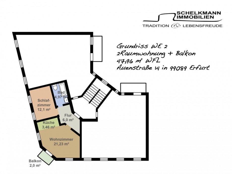 Grundriss WE2 Etagenansicht Erfurt Etagenwohnung Erfurt