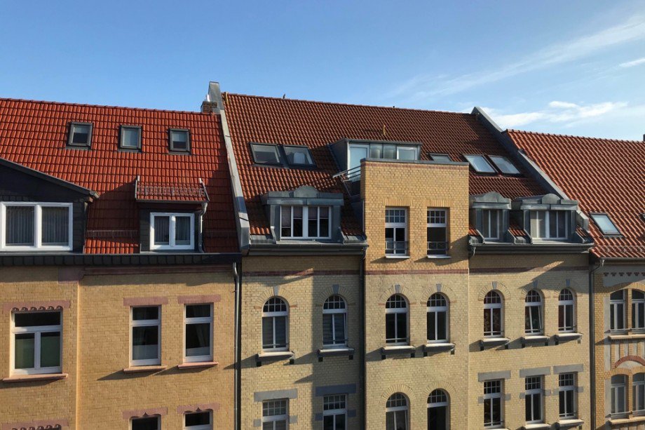 Ausblick aus dem Wohnzimmer Maisonettewohnung Erfurt / Johannesplatz