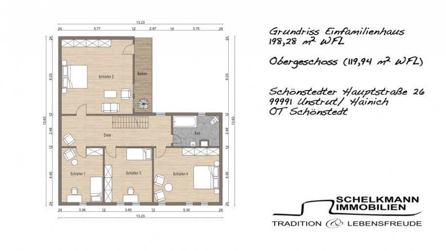 Grundriss OG Sch�nstedt Einfamilienhaus Unstrut- Hainich / Sch�nstedt