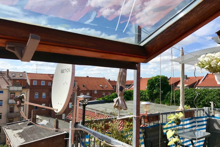 Blick aus dem Wohnzimmerfenster Dachgeschosswohnung Erfurt