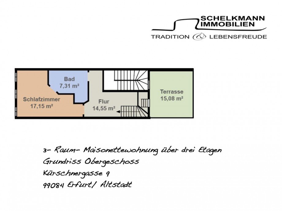 Grundriss Obergeschoss Maisonettewohnung Erfurt