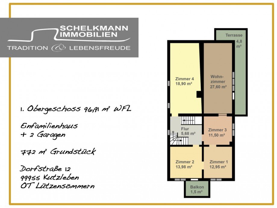 Grundriss 1. OG L�tzens�mmern Einfamilienhaus Kutzleben / L�tzens�mmern