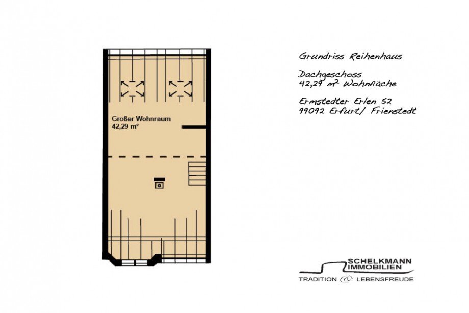 Grundriss Dachgeschoss Reihenmittelhaus Erfurt/ Frienstedt