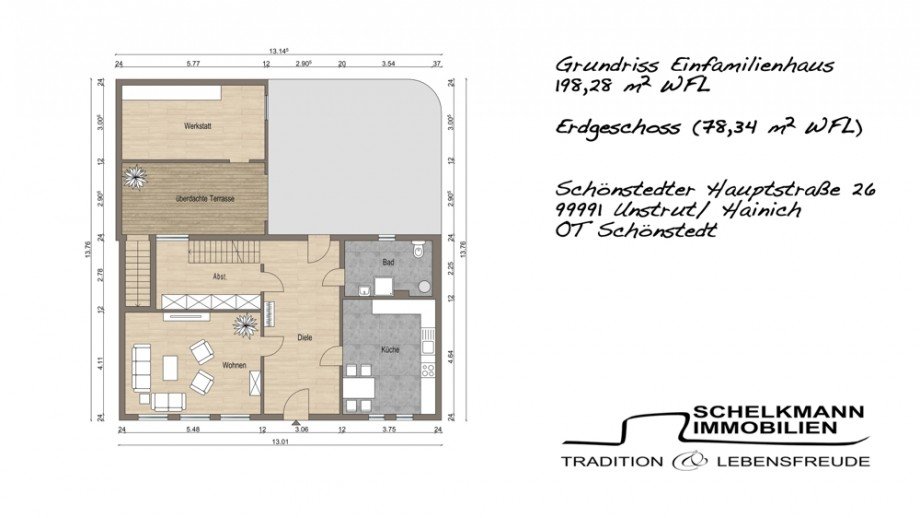 Grundriss EG Sch�nstedt Einfamilienhaus Unstrut- Hainich / Sch�nstedt